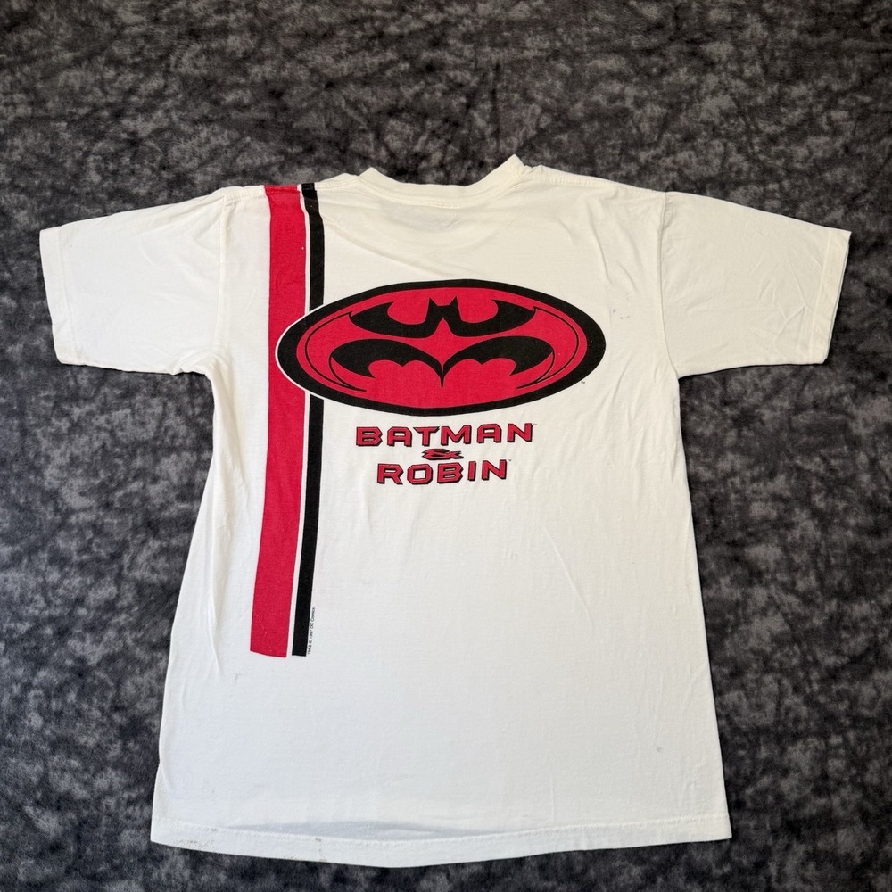 Vintage 1997 Batman & Robin TShirt Mens Size L White DC Comics Movie Promo 90s